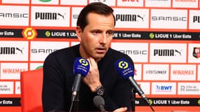 Julien Stéphan en conférence de presse à Rennes, février 2024