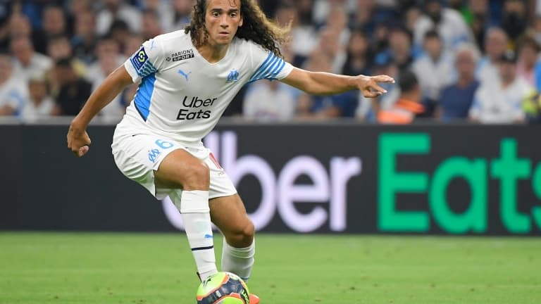 Le milieu de terrain de l'OM Matteo Guendouzi contre Saint-Etienne, le 28 août 2021 à Marseille Le milieu de terrain de l'OM Matteo Guendouzi contre Saint-Etienne, le 28 août 2021 à Marseille