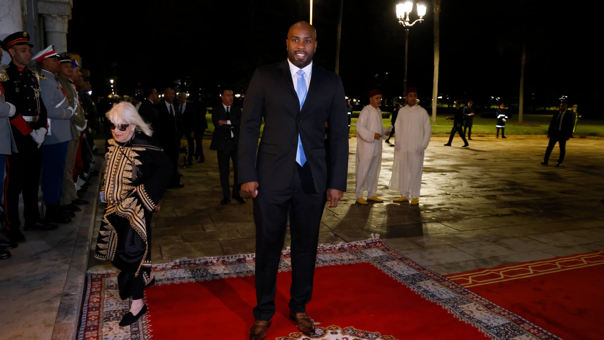 Le judoka Teddy Riner au dîner d'Etat organisé par le roi du Maroc à Rabat, le 29 ocotbre 2024. Le judoka Teddy Riner au dîner d'Etat organisé par le roi du Maroc à Rabat, le 29 ocotbre 2024.