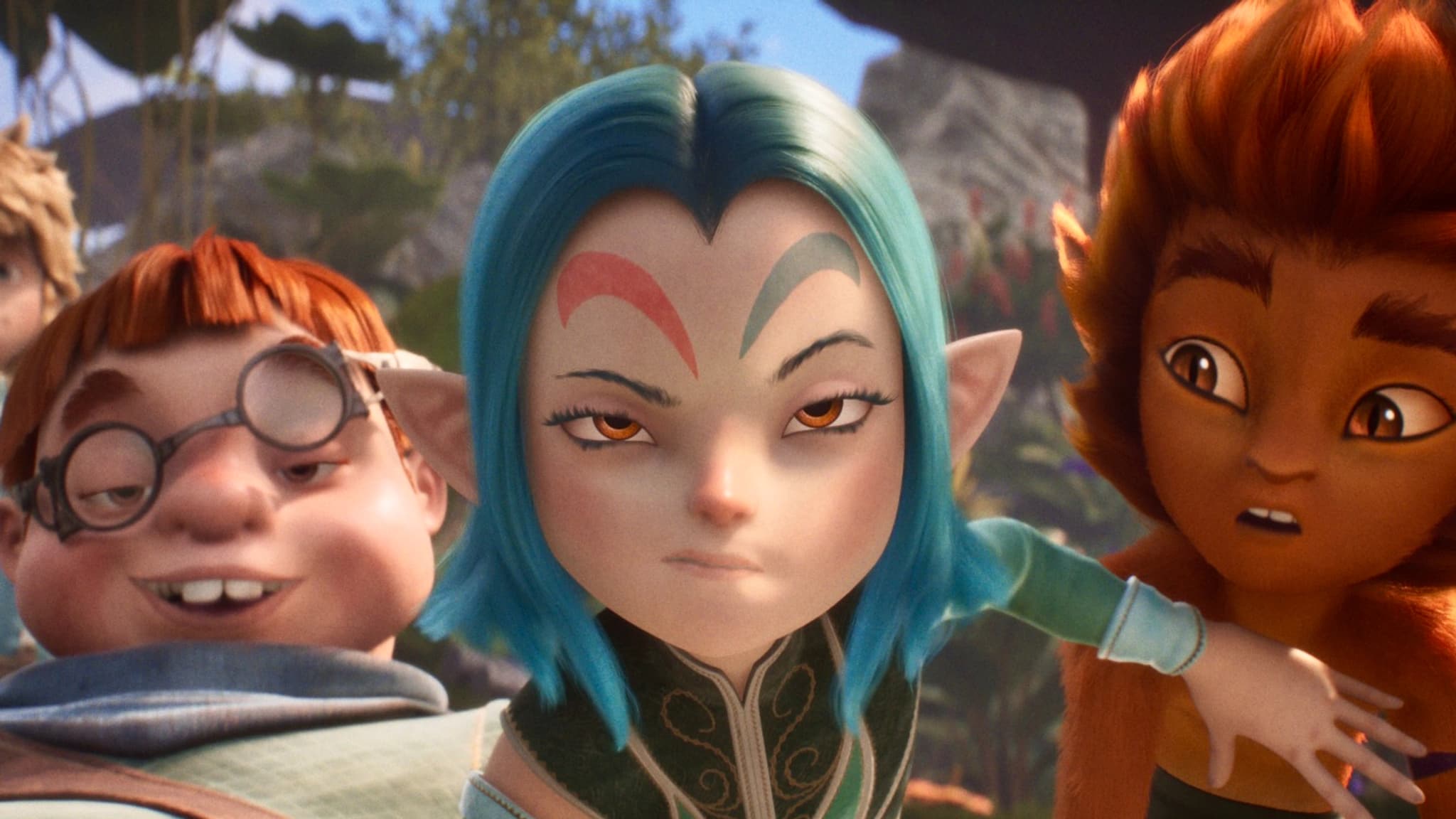 De gauche à droite: Danaël, Razzia, Shimmy er Gryf, dans le film "Les Légendaires".