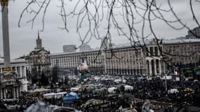 Une vue générale de la place Maïdan, à Kiev, le 25 février.