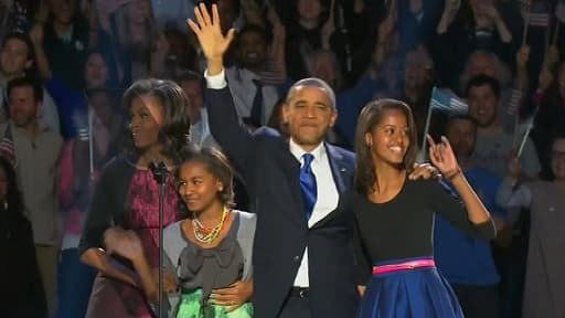 Barack Obama, son épouse Michelle et ses deux filles