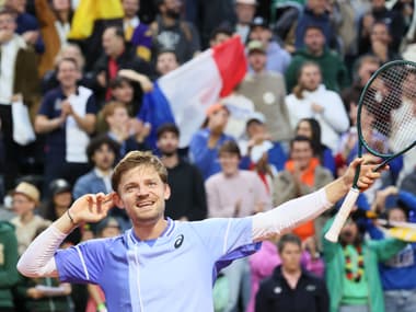 David Goffin après sa victoire contre Giovanni Mpetshi Perricard à Roland-Garros le 28 mai 2024