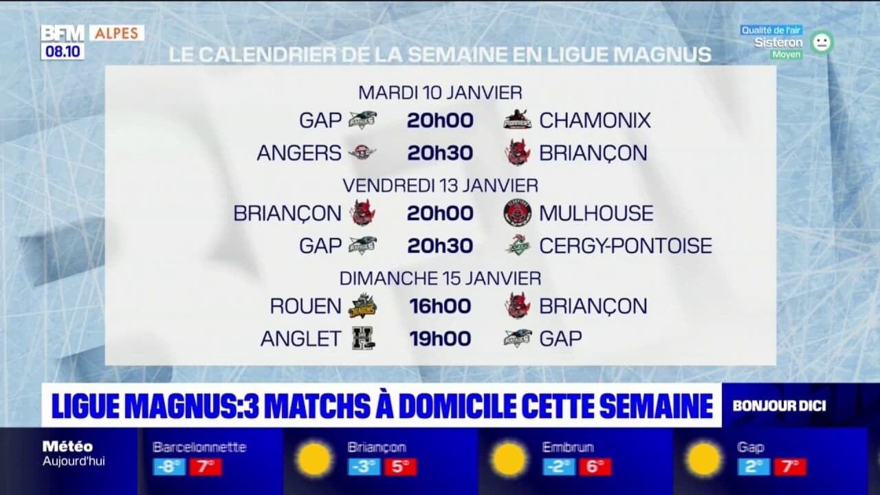 Ligue Magnus trois matchs à domicile cette semaine