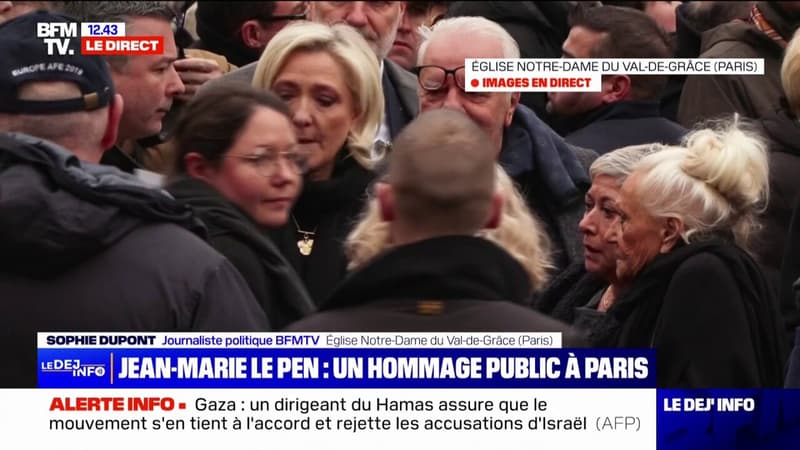 Hommage public à Jean-Marie Le Pen: Marine Le Pen quitte l'Église Notre-Dame du Val-de-Grâce de Paris