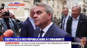 Exclusion d'Éric Ciotti: "Il en sera de même pour tous les candidats qui seraient soutenus ou investis par le Rassemblement national", assure Xavier Bertrand