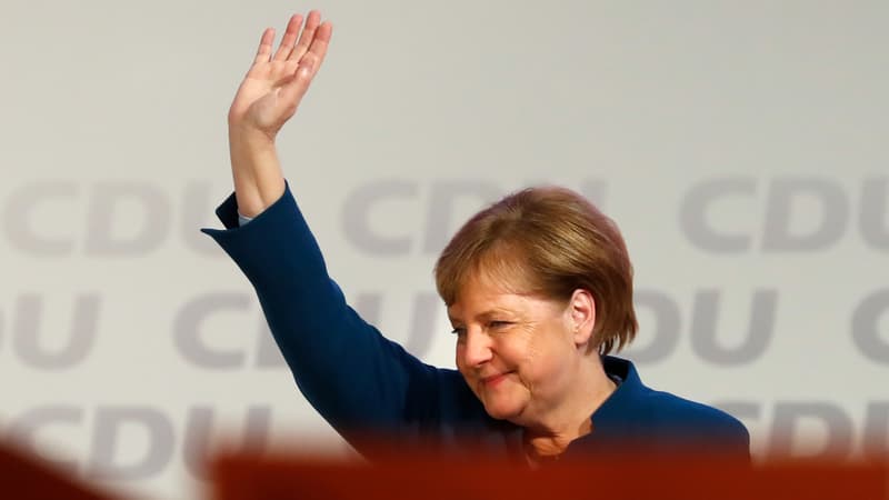 La chancelière Angela Merkel après son dernier discours comme présidente de l'Union chrétienne démocrate ce vendredi 7 décembre à Hambourg.