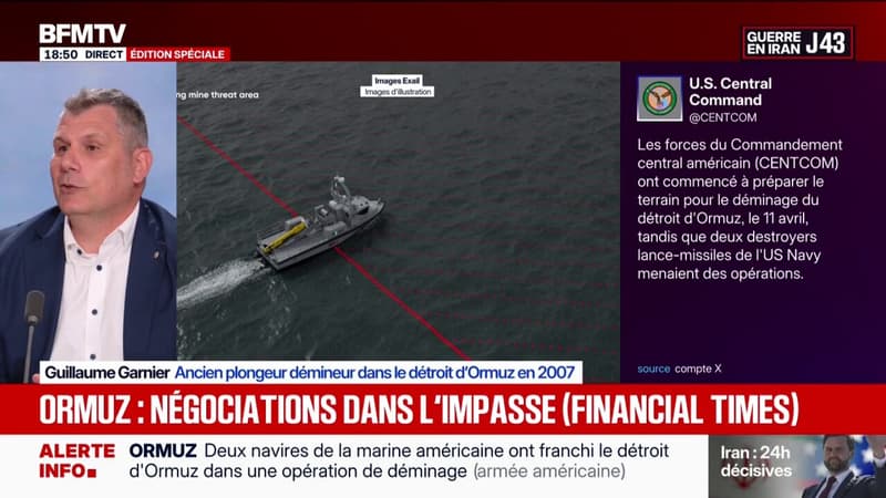 "Ce qui anime un plongeur démineur, c'est de plonger, d'aller chercher la mine": Guillaume Garnier, ancien plongeur démineur dans le détroit d'Ormuz, raconte son travail sur BFMTV