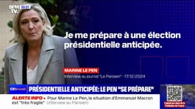 Marine Le Pen annonce qu'elle se "prépare à une élection présidentielle anticipée"