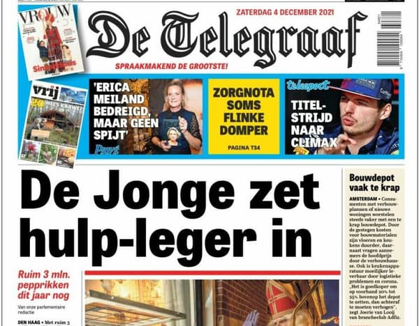 La prima pagina di De Telegraaf