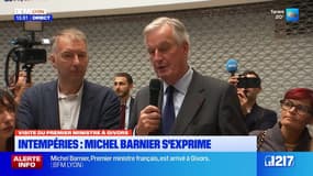 Inondations: depuis Givors Michel Barnier apporte son "soutien personnel" aux sinistrés
