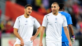 Hatem Ben Arfa et Karim Benzema en marge d'un match de l'équipe de France en 2012