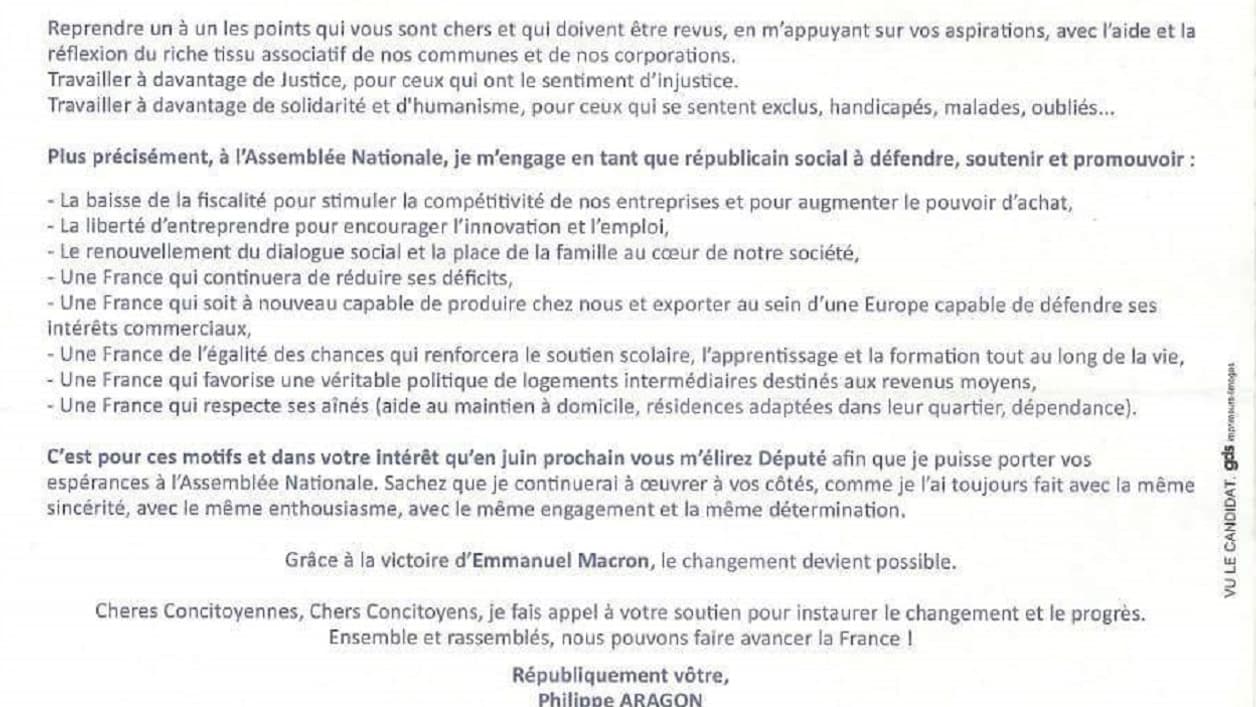 Profession de foi de Philippe Aragon Profession de foi de Philippe Aragon