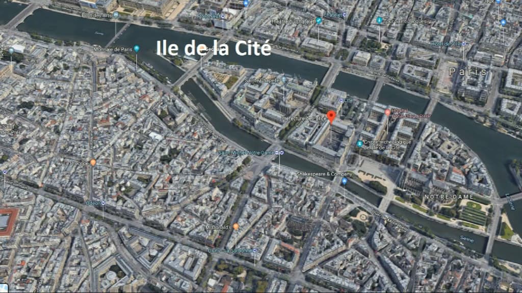 Plan de la préfecture de police de Paris, sur l'Ile de la Cité. Plan de la préfecture de police de Paris, sur l'Ile de la Cité.