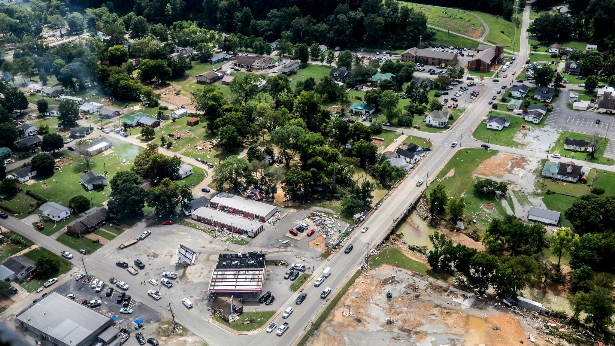 La ville de Waverly (Tennessee) dévastée par les inondations, 22 août 2021.
