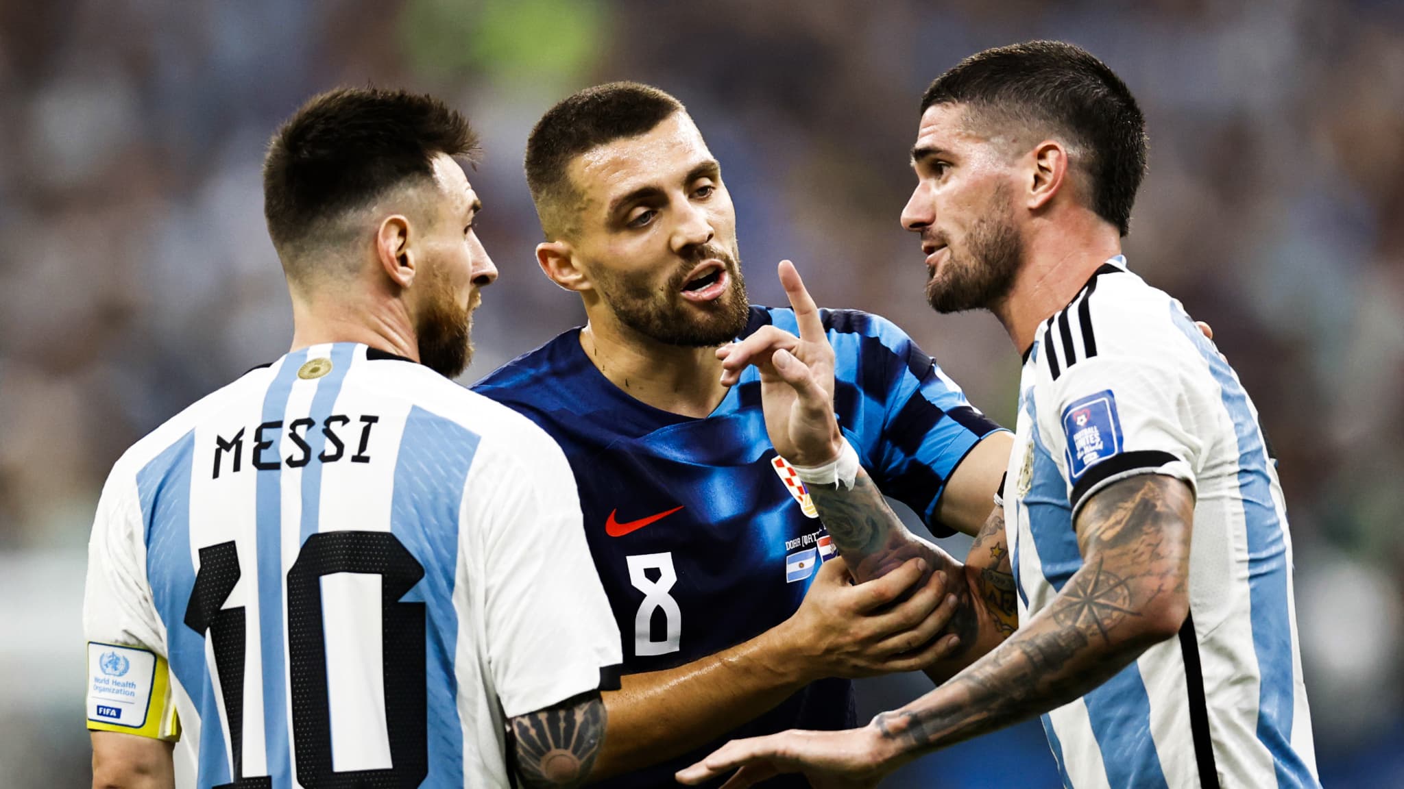 Rodrigo De Paul avec Lionel Messi et Mateo Kovacic au Mondial 2022