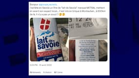 Un internaute s'interroge sur Twitter sur la chaîne de production du "lait de Savoie". 