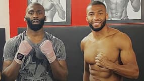 Cédric Doumbé (à gauche) et Salahdine Parnasse après une séance d'entraînement à la Atch Academy