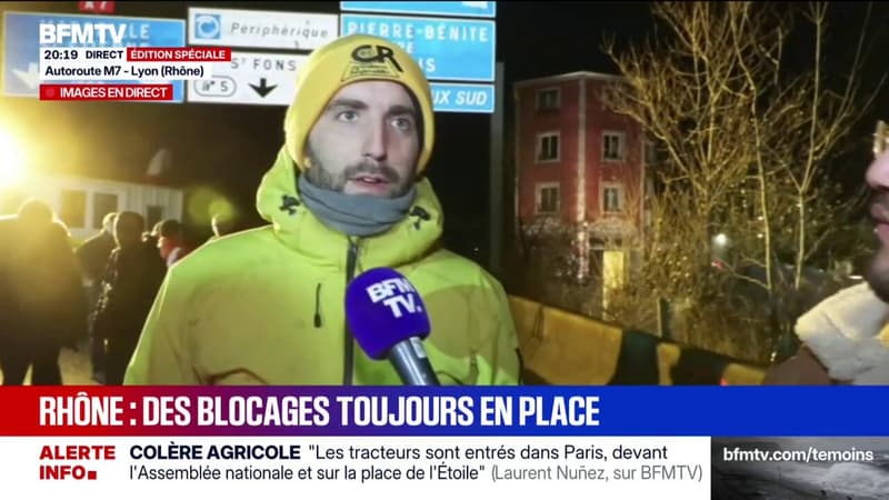 Colère agricole: "On ne lèvera pas le camp tant qu'il n'y aura pas des actes qui viennent de Paris", explique cet éleveur en blocage sur Lyon