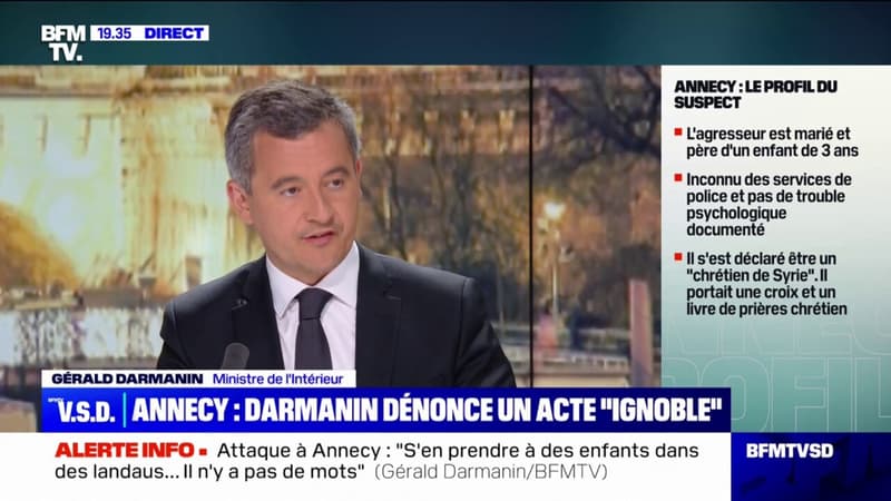Attaque à Annecy: Gérald Darmanin affirme que l'individu 