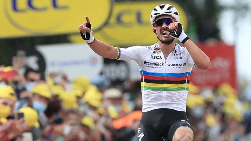 Tour de France: l'émotion d'Alaphilippe, en jaune après sa "victoire spéciale"