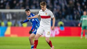 Anthony Rouault lors du match Bratislava-Stuttgart (1-3, Ligue des champions), le 21 janvier 2025