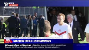 Emmanuel Macron enfile les crampons pour un match avec le Variétés Club de France