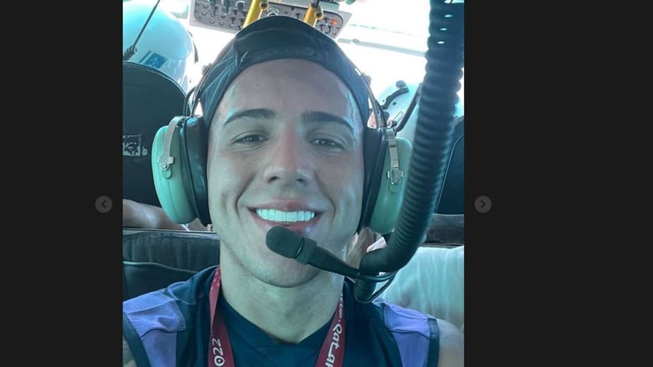 Enzo Fernandez à bord d'un hélicoptère à Buenos Aires