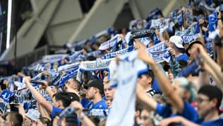 Image des supporters de l'AJ Auxerre lors de l'avant-dernière journée de Ligue 2, 10 mai 2024