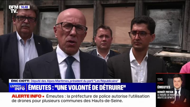 Émeutes: Éric Ciotti estime que les auteurs sont animés par 