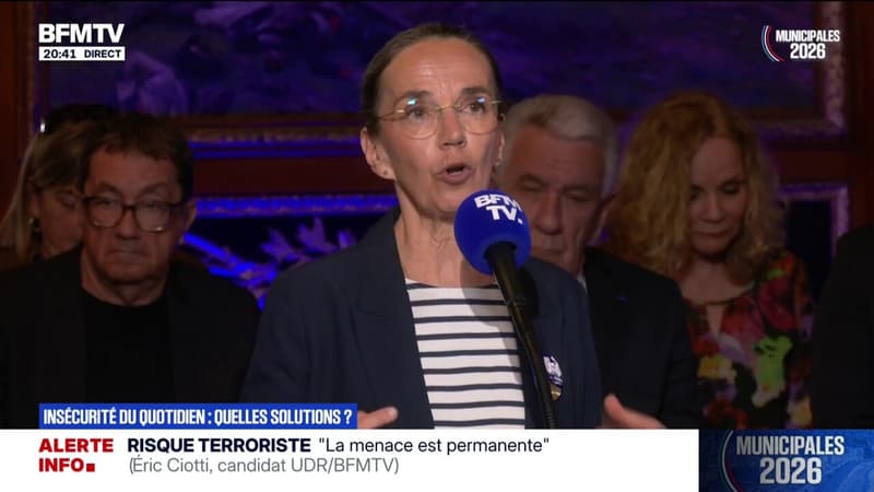 "La sécurité ça doit être du bleu dans la ville et non des policiers derrière un écran de vidéosurveillance", explique Juliette Chesnel-Le Roux (Union de la gauche) candidate à la mairie de Nice