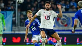 L'attaquant de Lille Olivier Giroud face à Strasbourg le 9 novembre 2025
