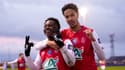 Mamadou Diakhon et Amine Salama célèbrent le but de Reims en Coupe de France, 7 janvier 2023