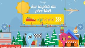 La page d'accueil de Google consacrée à la traque du père Noël à travers le monde, ce mardi.