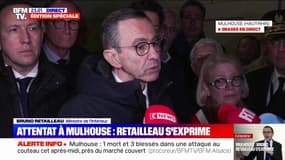 Attaque "terroriste" à Mulhouse: "L'individu était armé d'un couteau, mais aussi d'un tournevis", déclare Bruno Retailleau