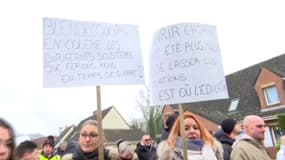 Les sinistrés du Pas-de-Calais manifestent à Blendescques, le 13 janvier
