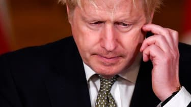 Le Premier ministre britannique Boris Johnson lors d'une conférence de presse virtuelle à Londres, le 12 octobre 2020