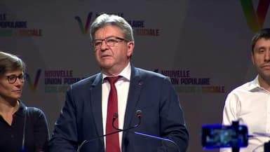 Le leader de la France insoumise, Jean-Luc Mélenchon, s'exprime après le second tour des élections législatives, le 19 juin 2022.