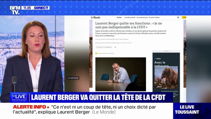 Laurent Berger annonce qu'il quitte ses fonctions de secrétaire général de la CFDT