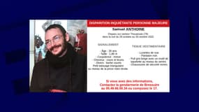 L'appel à témoins lancé par la gendarmerie après la disparition de Samuel Anthoine.