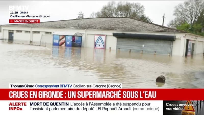 Crues: ce supermarché de Cadillac-sur-Garonne est entièrement inondé