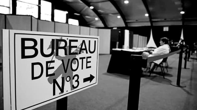 Illustration d'un bureau de vote.
