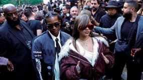 Asap Rocky et Rihanna à la Fashion Week de Paris, le 21 juin 2024.