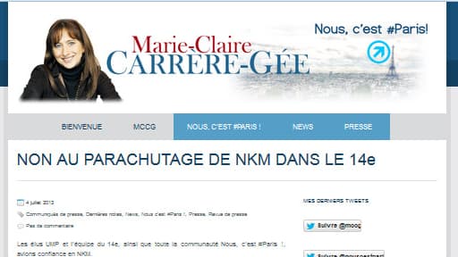 Marie-Claire Carrère-Gée n'accepte pas que Nathalie Koscuisko-Morizet soit candidate dans le 14e arrondissement de Paris