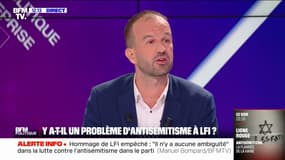 Manuel Bompard: "Je n'ai jamais manifesté à côté de responsables politiques issus d'un parti qui a été fondé par des personnes condamnées pour négationnisme et antisémitisme"