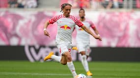 Xavi Simons lors du match Leipzig-Wolfsburg (3-0, Bundesliga), le 20 avril 2024