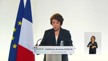 Roselyne Bachelot s'exprimant le 26 novembre sur le déconfinement de la culture.