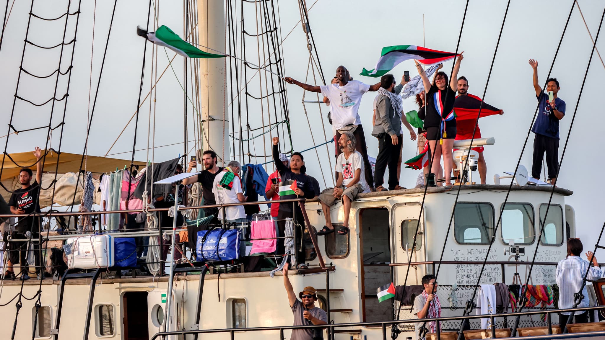 LA FLOTTILLE INTERNATIONALE POUR GAZA A QUITTÉ LA TUNISIE EN DIRECTION DE L'ENCLAVE PALESTINIENNE