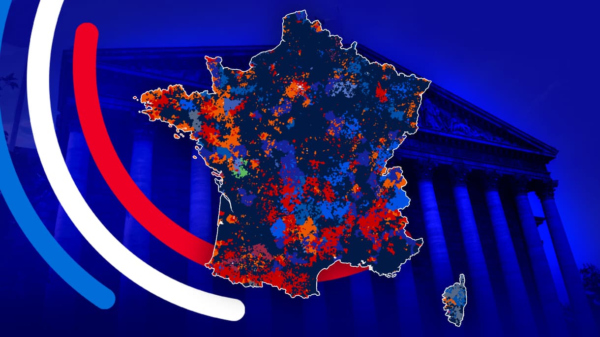 La carte du résultat du premier tour des élections législatives du 30 juin 2024 par commune.