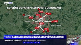 "Siège" de Paris par les agriculteurs: les huit points de blocage prévus ce lundi